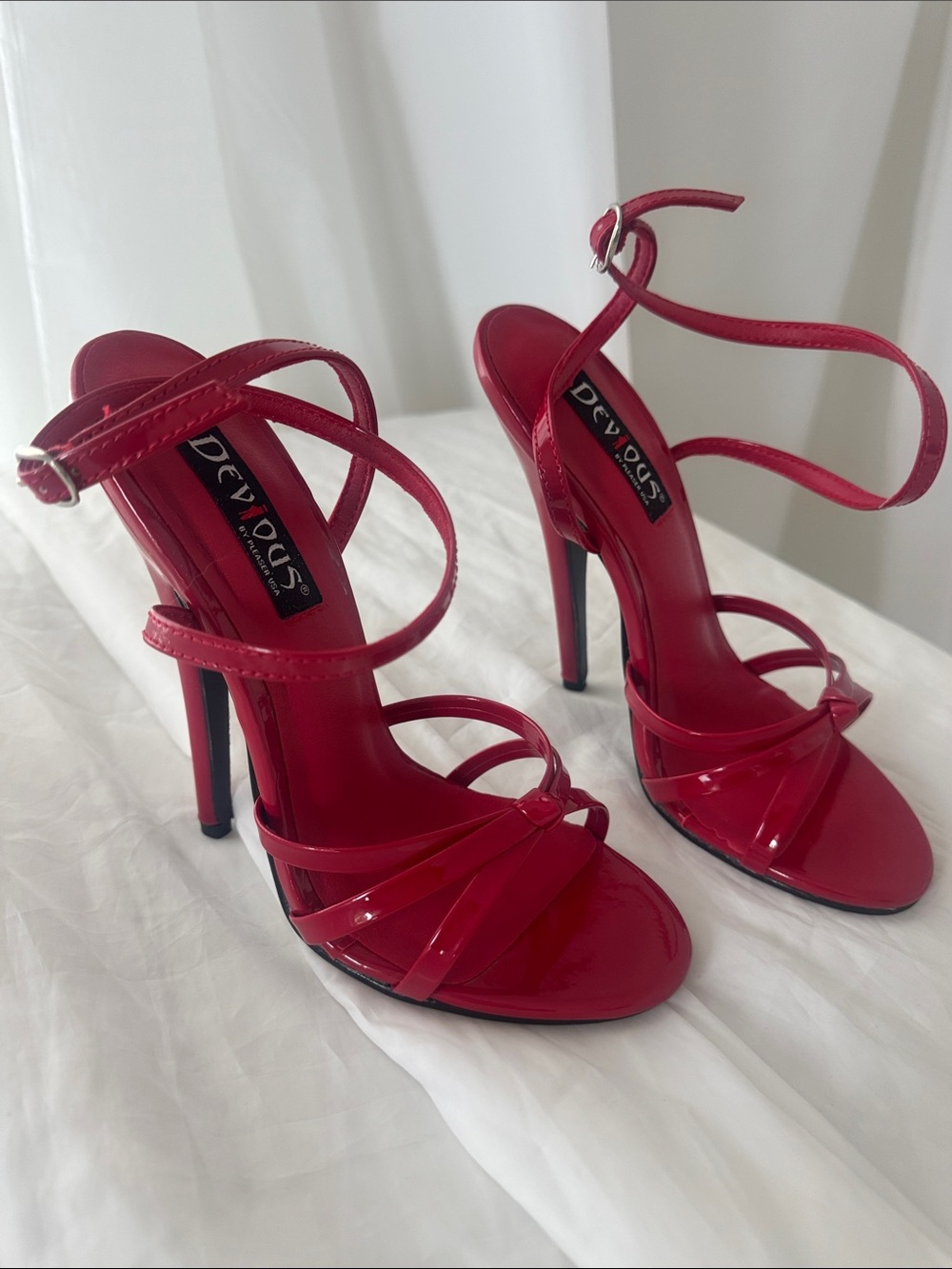 Devous Red Patent High Heel Strappy Sandals